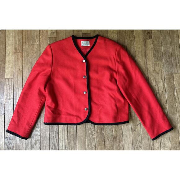 Pendleton Vintage Cherry Red Wool Blazer Womens Size 16 Grandmacore preppy - Picture 1 of 9